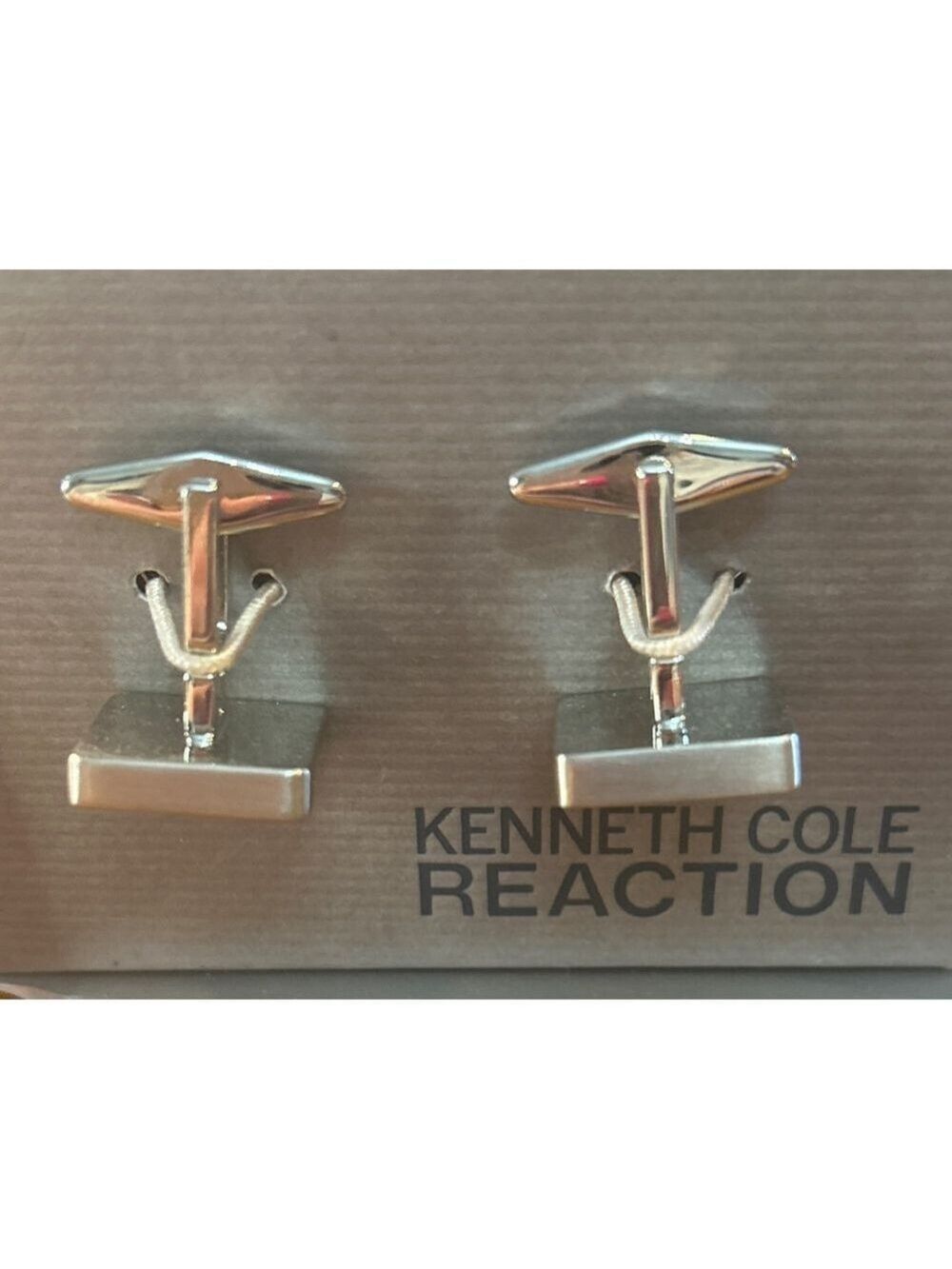 Men's Kenneth Cole Reaction Silver 'lol brb' Cuff Links One Size - Picture 2 of 2